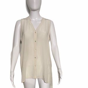 Eileen Fisher ivory silk sleeveless top